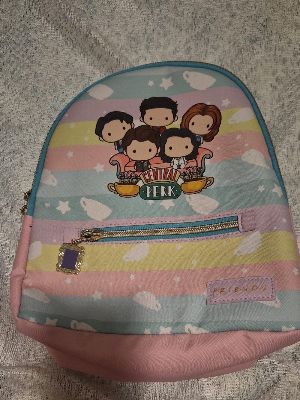 FRIENDS Pastel Central Perk Kids Backpack - Pink, Blue, Yellow, Lavender